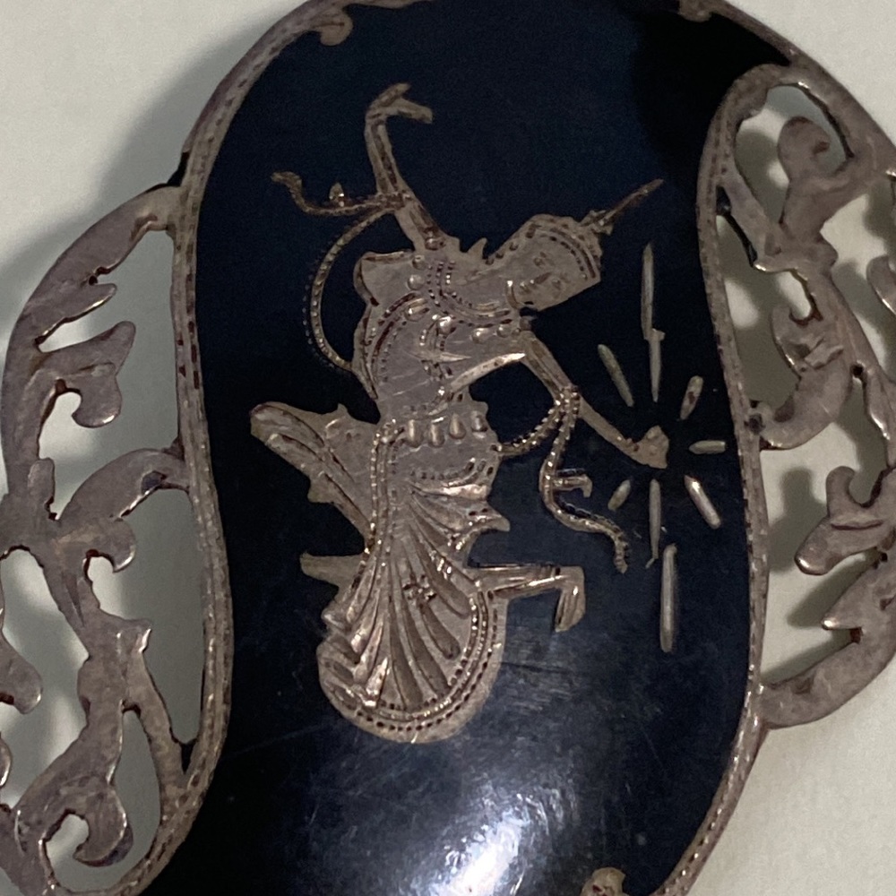 VTG Sterling Silver Niello Siam Pendant Brooch - Picture 2 of 8